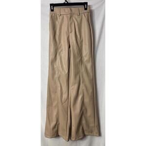NWT Line and Dot Womens Vegan Faux Leather Beige Pants Slacks Trousers Size S